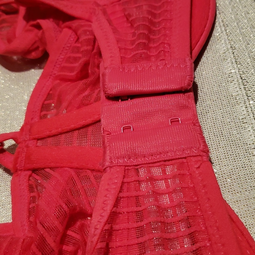 Felina NEW 'Niki' Strap Neck Unlined Demi Bra NWT Women's 34D Pink Red Sexy HP🎉 - Picture 10 of 15